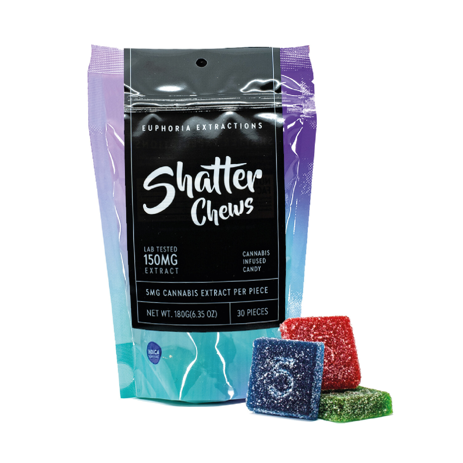 150mg (Indica) Shatter Chews By Euphoria Extractions (Strain: Rockstar OG)