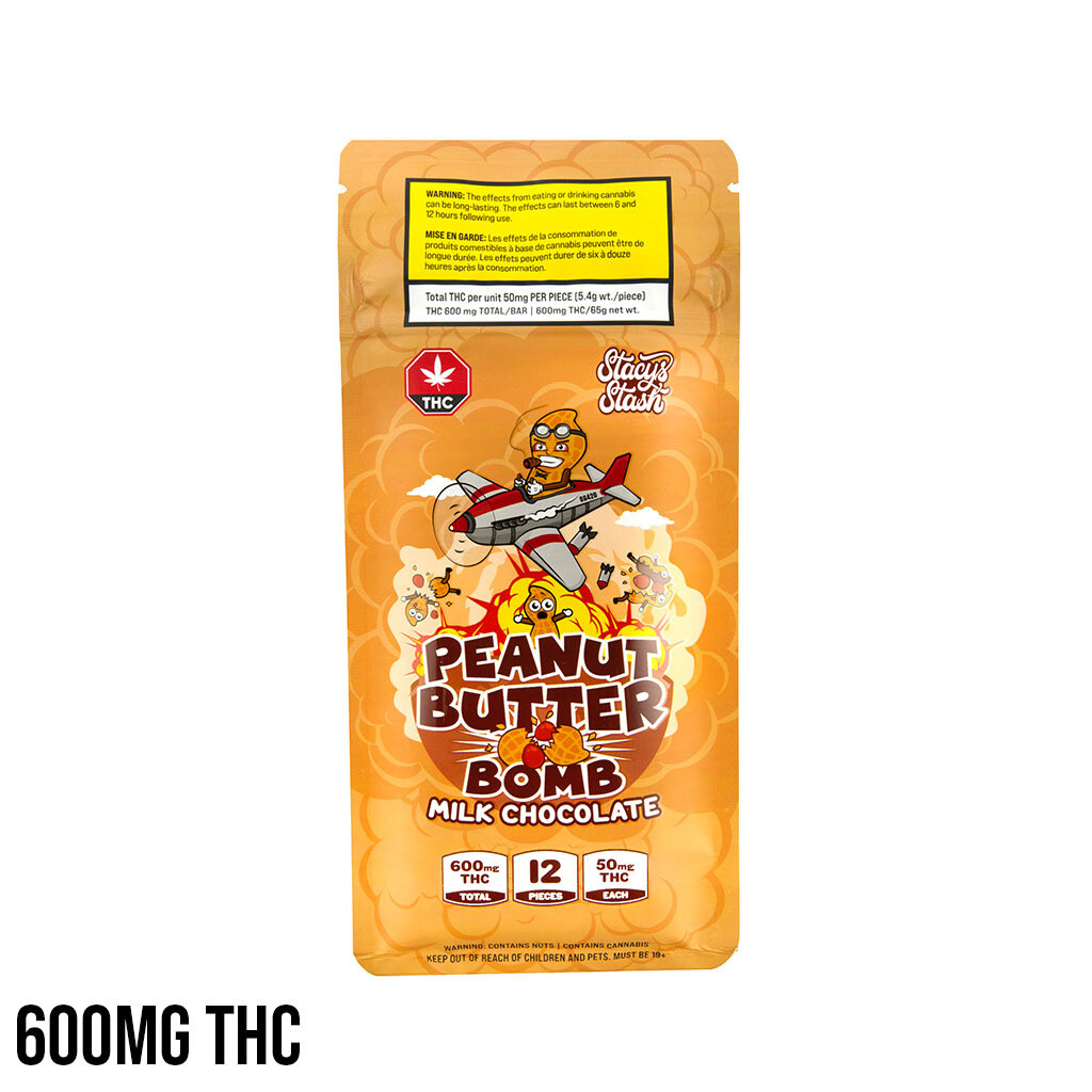 (600mg THC) Peanut Butter Bomb Milk Chocolate Bar By Stacy's Stash
