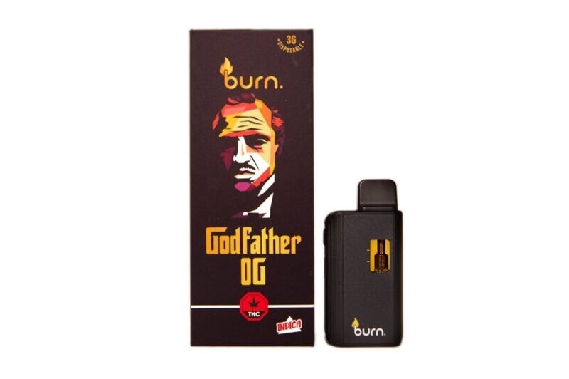 (3g) (Indica) Godfather OG Disposable Vape By Burn