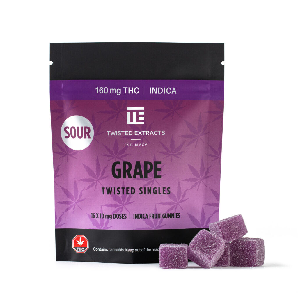 (160mg THC) Full Spectrum Indica Sour Grape Twisted Singles