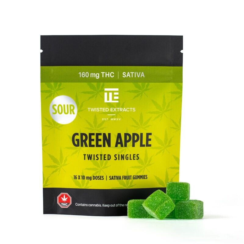 (160mg THC) Full Spectrum Sativa Sour Green Apple Twisted Singles