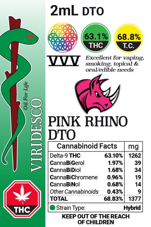 VVV Pink Rhino Dragon’s Tears Oil (2 ml – 1262 mg THC) By Viridesco