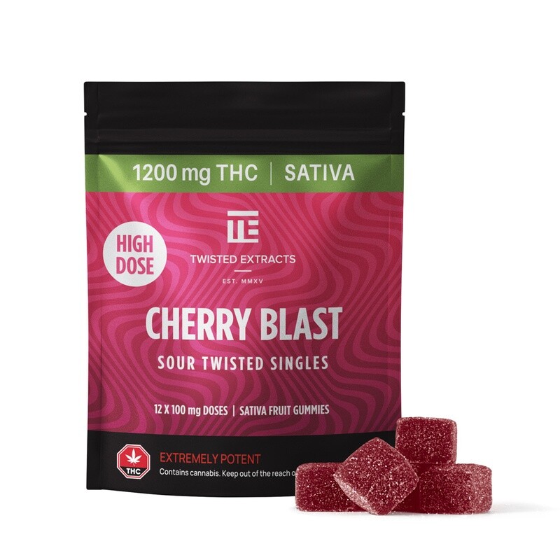(1200mg Sativa) Cherry Blast High Dose Singles By Twisted Extracts