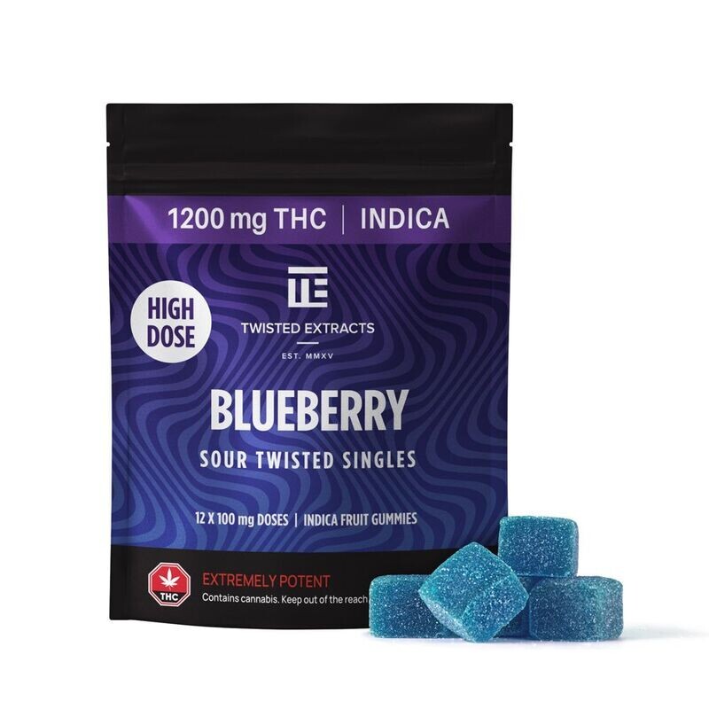 (1200mg Indica) Sour Blueberry High Dose Indica Singles By Twisted Extracts