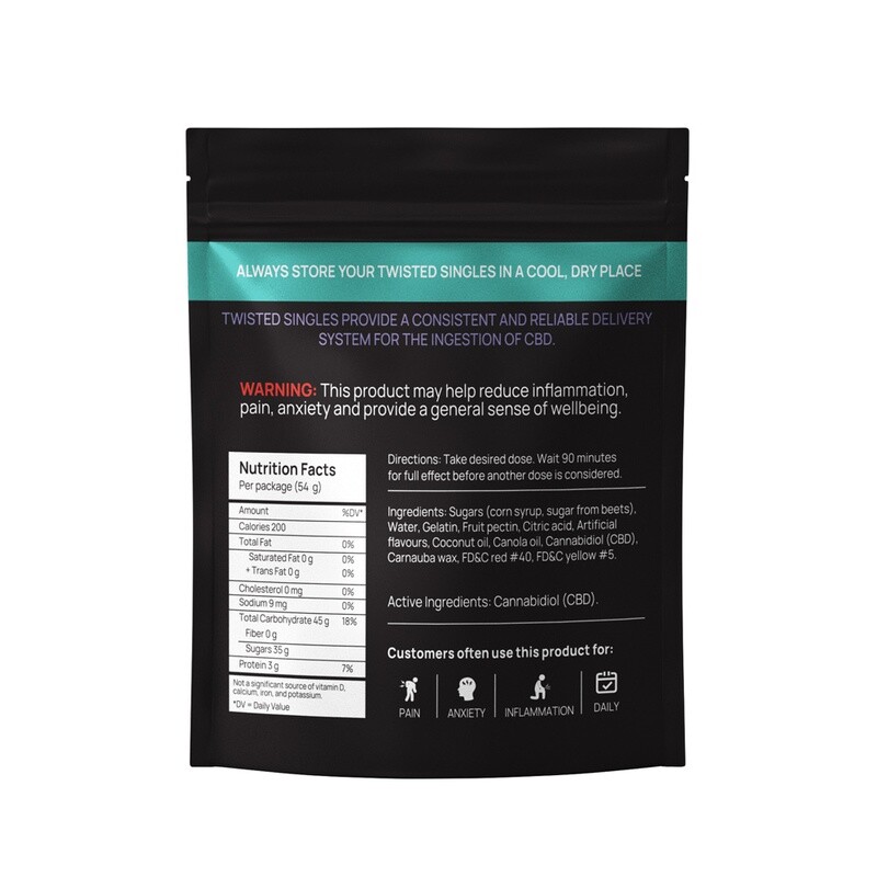 (1200mg CBD) Raspberry Lemonade High Dose Singles By Twisted Extracts
