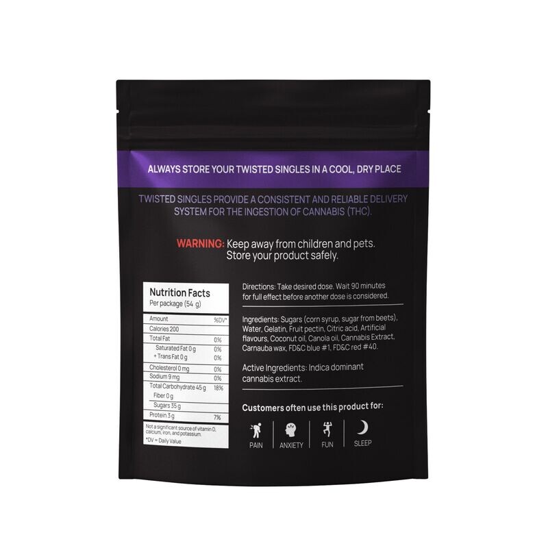 (1200mg Indica) Sour Blueberry High Dose Indica Singles By Twisted Extracts
