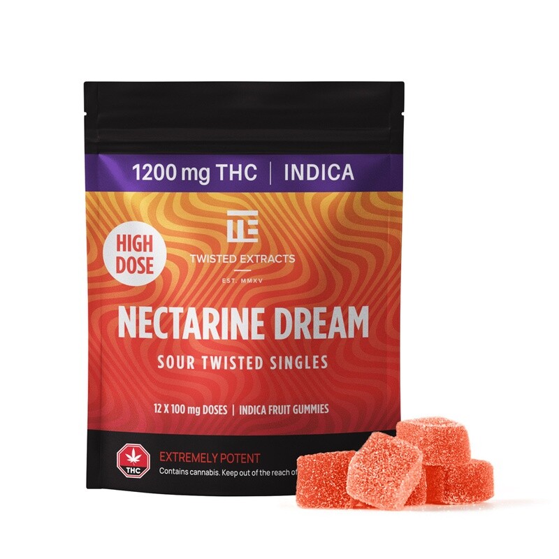 (1200mg Indica) Nectarine Dream High Dose  Singles By Twisted Extracts