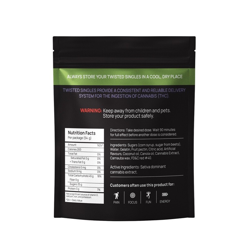 (1200mg Sativa) Cherry Blast High Dose Singles By Twisted Extracts