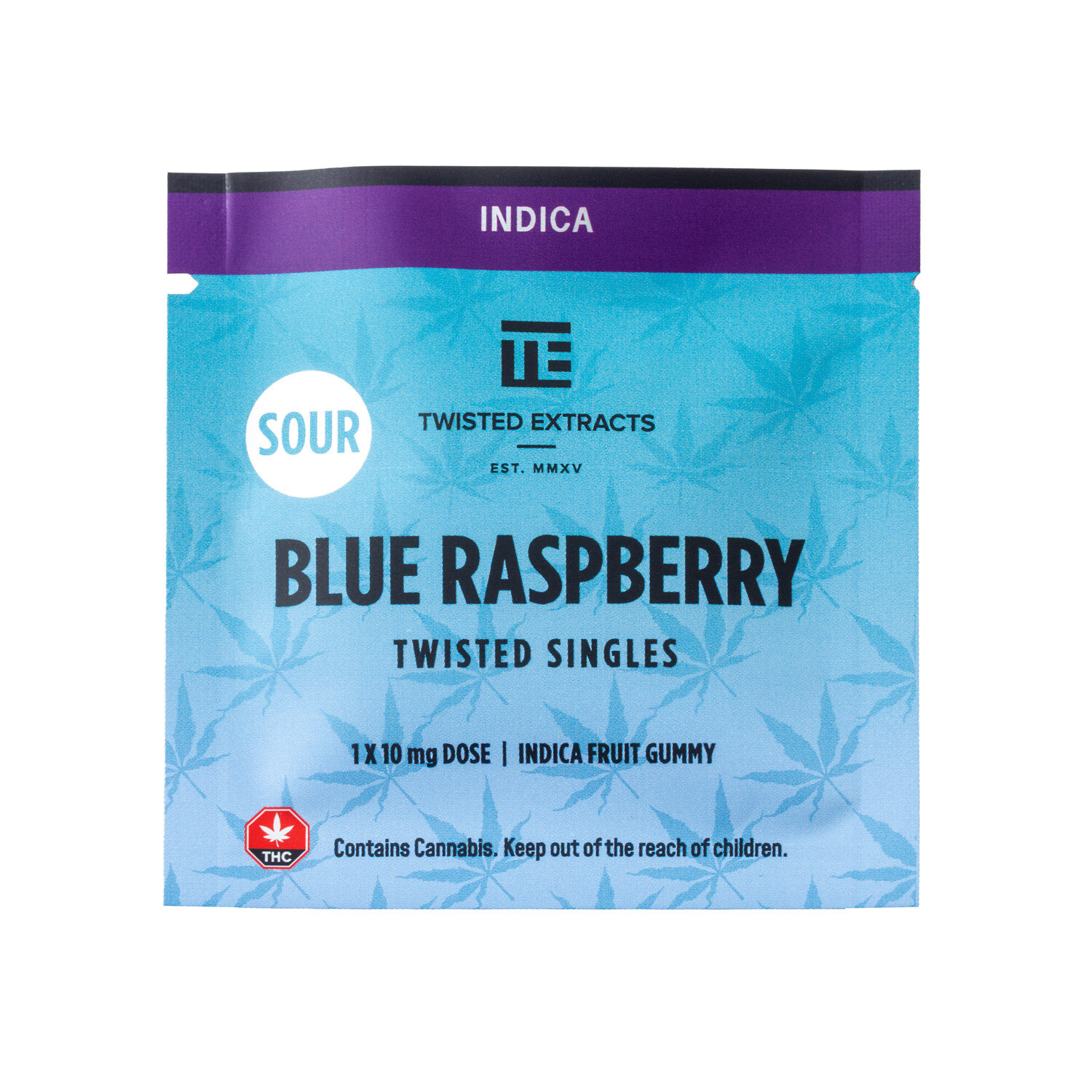 (10mg THC) Indica Sour Blue Raspberry Single By Twisted Extracts (10mg THC) Indica Sour Blue Raspberry Single By Twisted Extracts