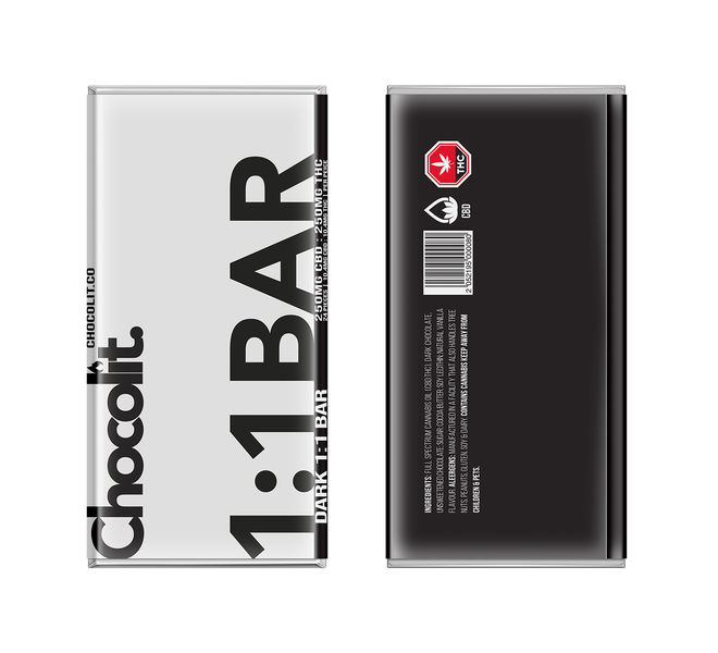 (250mgCBD&250mgTHC) Vegan Dark Chocolate Bar By Chocolit