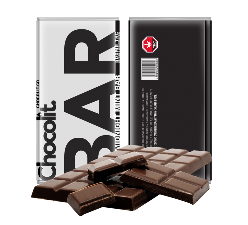 (500mg THC) Dark Midnight Mint Chocolate Bar By Chocolit