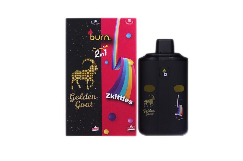 (2 Grams + 2 Grams) Golden Goat x Zkittles Dual Chamber Vape By Burn