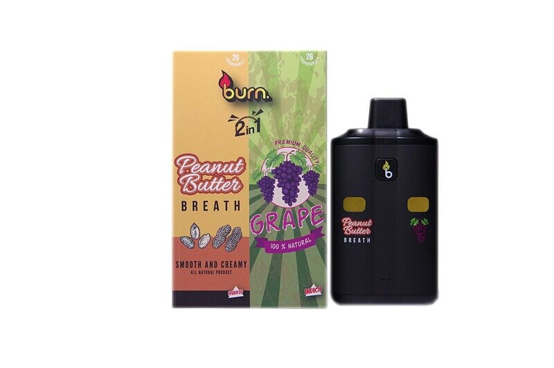 (2 Grams + 2 Grams) Peanut Butter Breath x Grape Dual Chamber Vape By Burn