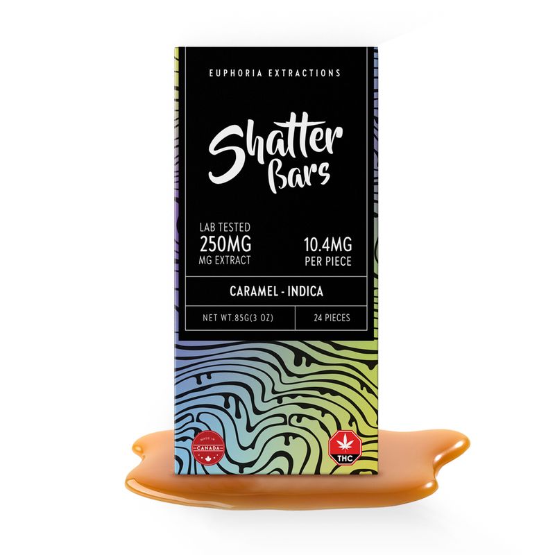 Caramel Chocolate Indica Bar By Euphoria Extractions (250mg) (Current Strain: Rockstar OG)