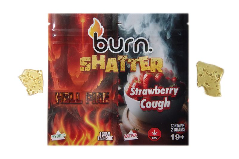 2 Grams, Hell Fire + Strawberry Cough (1G + 1G) Shatter By Burn