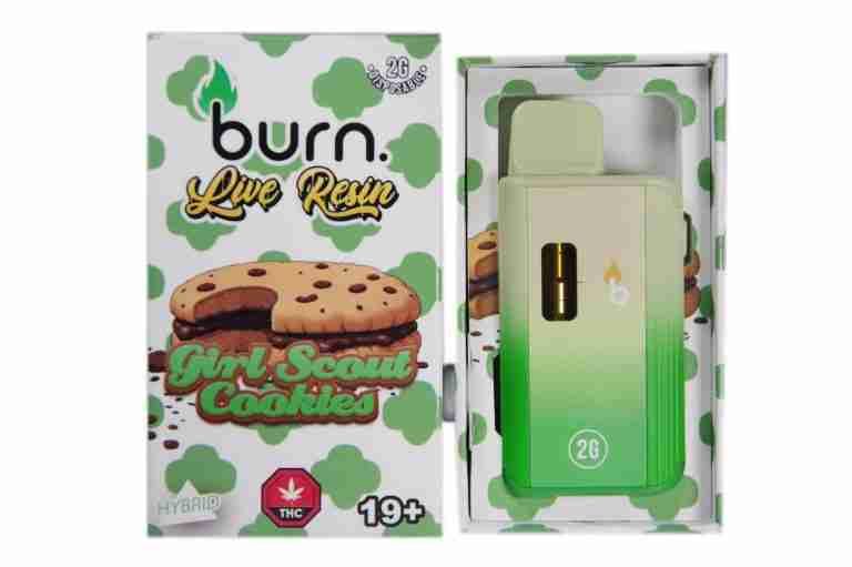Live Resin 2g (Hybrid) (Girl Scout Cookies) Disposable Vape By Burn