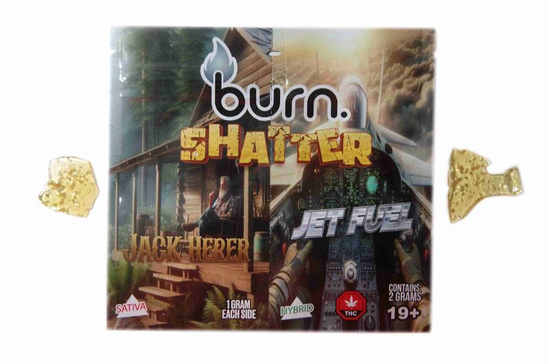 2 Grams, Jack Herer (Sativa) + Jet Fuel (Hybrid)  (1G + 1G) Shatter By Burn