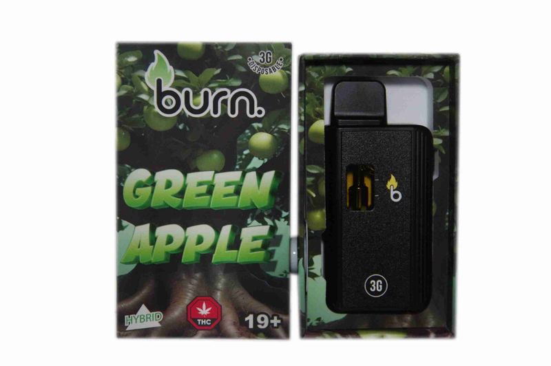 (3g) (Hybrid) Green Apple Disposable Vape By Burn