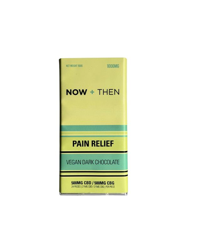 (500mg CBD/500mg CBG) (Pain Relief) Vegan Dark Chocolate By Now+Then