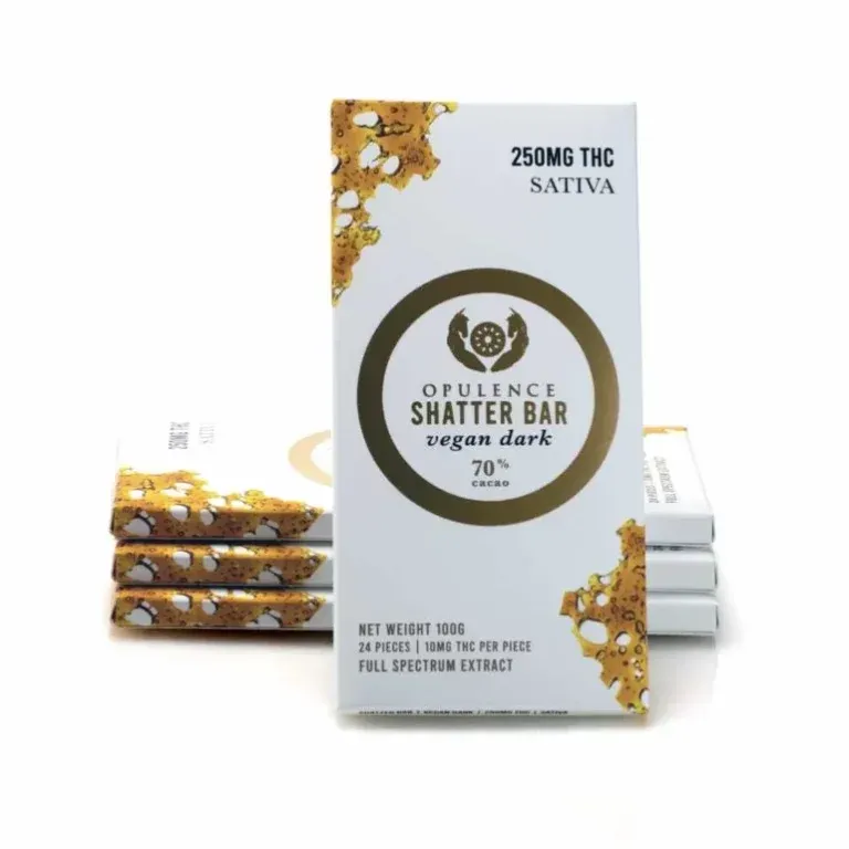 (250mg THC) (Sativa) Sugar Free Vegan Dark Shatter Bar By Opulence