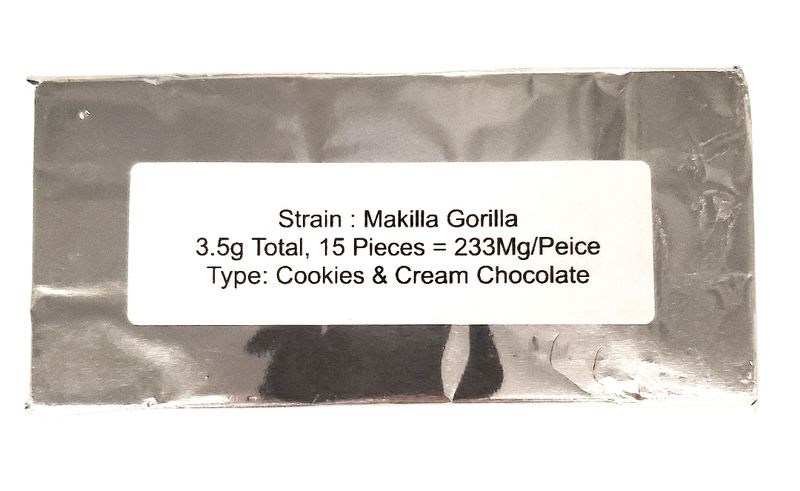 (3.5g Psilocybin) -Makilla Gorilla- Cookies & Cream Chocolate Bar By Theralife Naturals