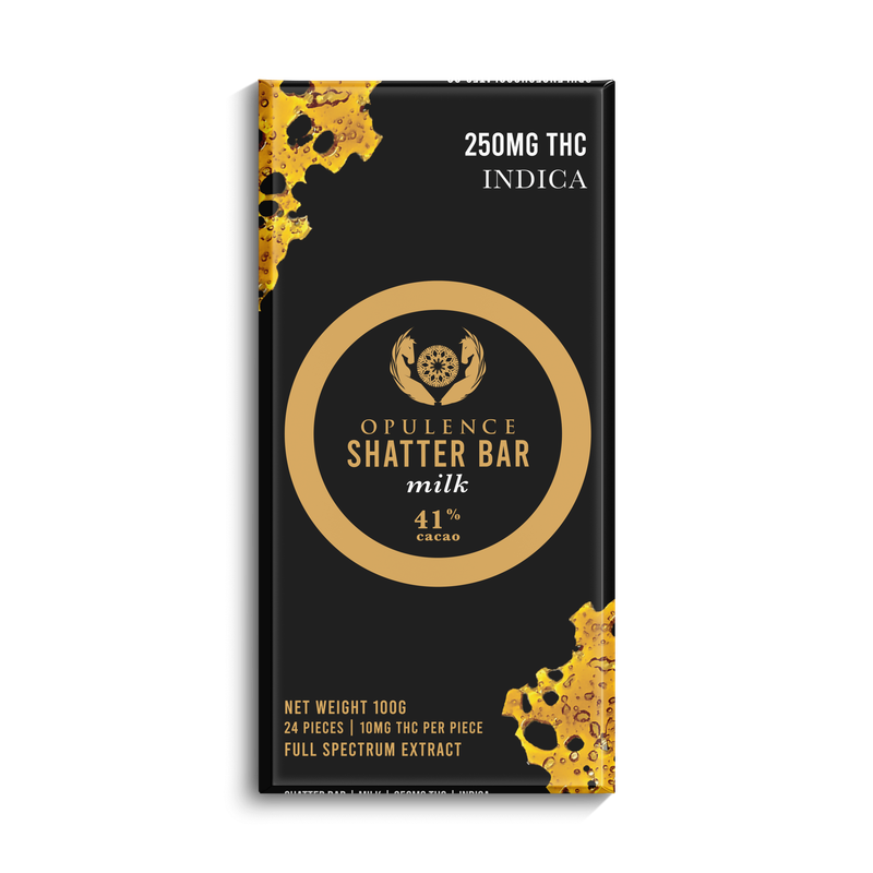(250mg THC) (Indica) Milk Chocolate Shatter Bar By Opulence