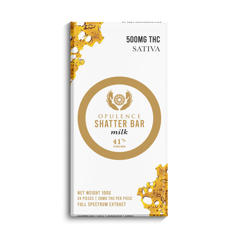 (500mg THC) (Sativa) Milk Chocolate Shatter Bar By Opulence