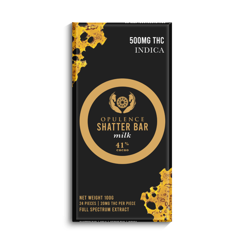 (500mg THC) (Indica) Milk Chocolate Shatter Bar By Opulence