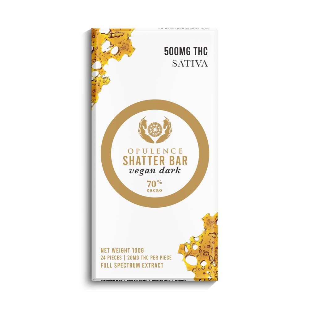 (500mg THC) (Sativa) Sugar Free Vegan Dark Shatter Bar By Opulence (500mg THC) (Sativa) Sugar Free Vegan Dark Shatter Bar By Opulence