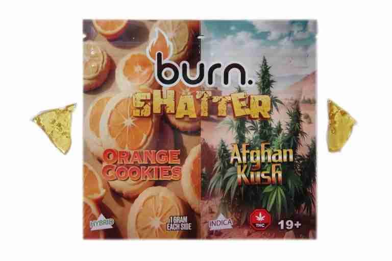 2 Grams, Orange Cookies (Hybrid) + Afghan Kush (Indica)  (1G + 1G) Shatter By Burn