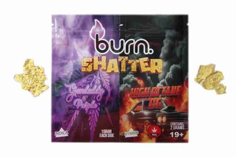 2 Grams, Grandaddy Purple (Indica) + High Octane OG (Hybrid)  (1G + 1G) Shatter By Burn