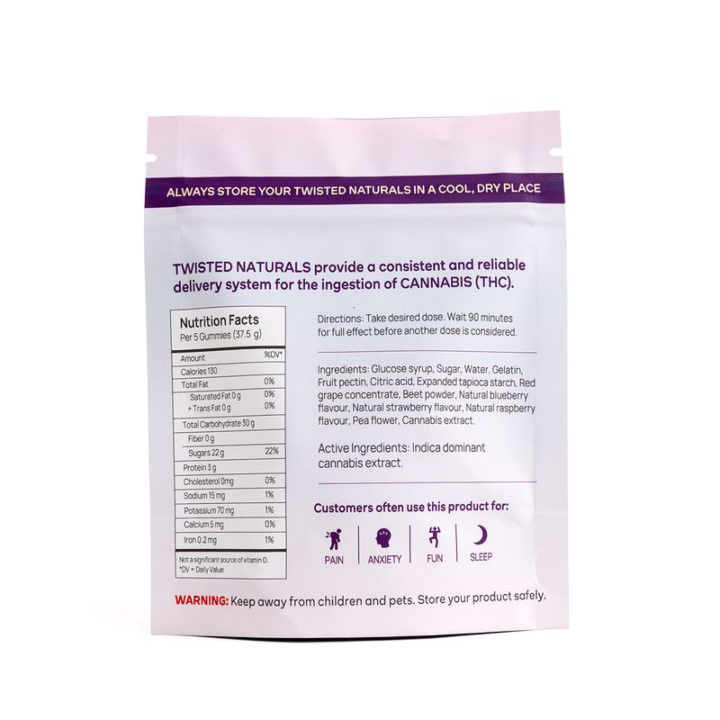 (1200mg Indica) Berry Wild High Dose - Naturals - By Twisted Extracts