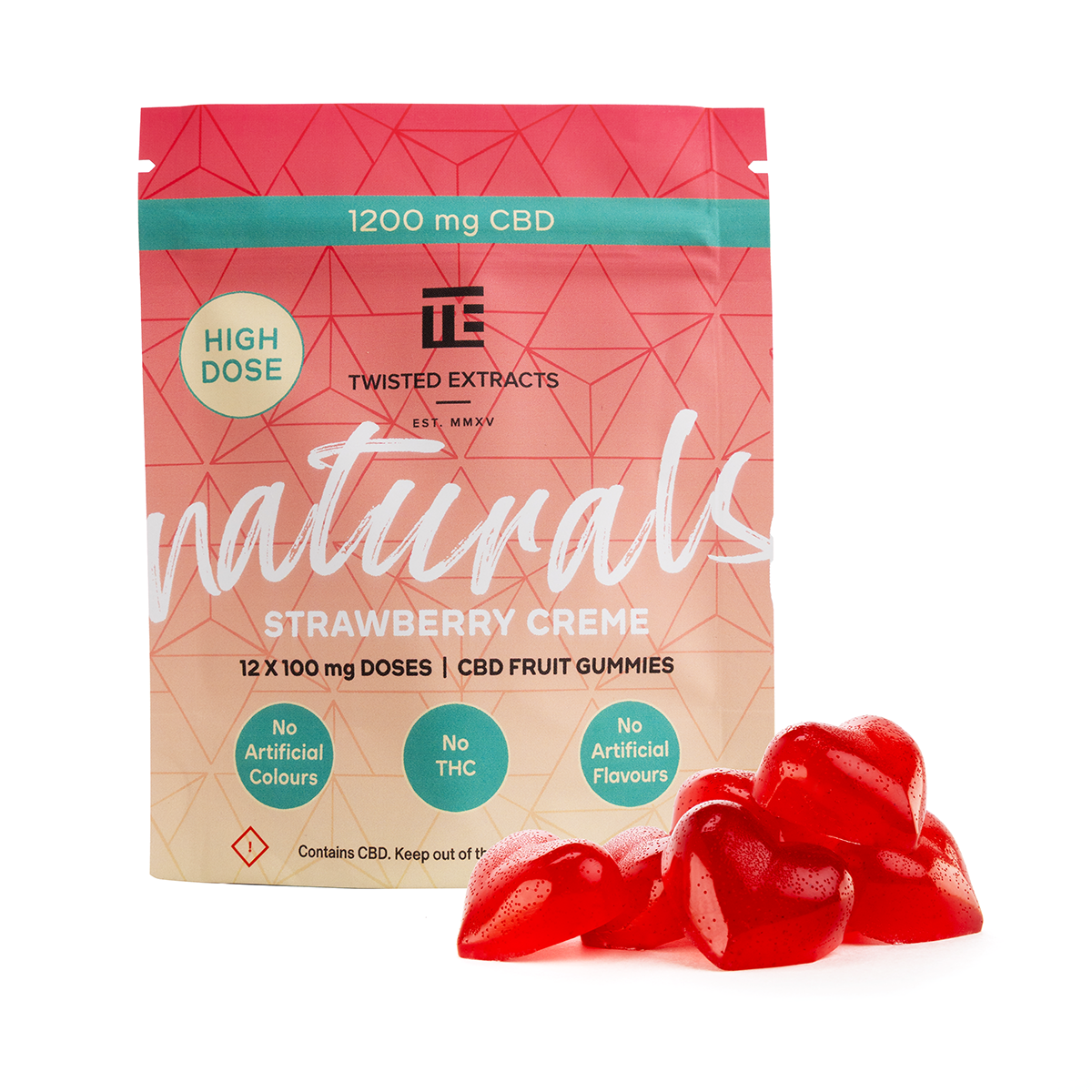 (1200mg CBD) Strawberry Creme High Dose - Naturals - By Twisted Extracts