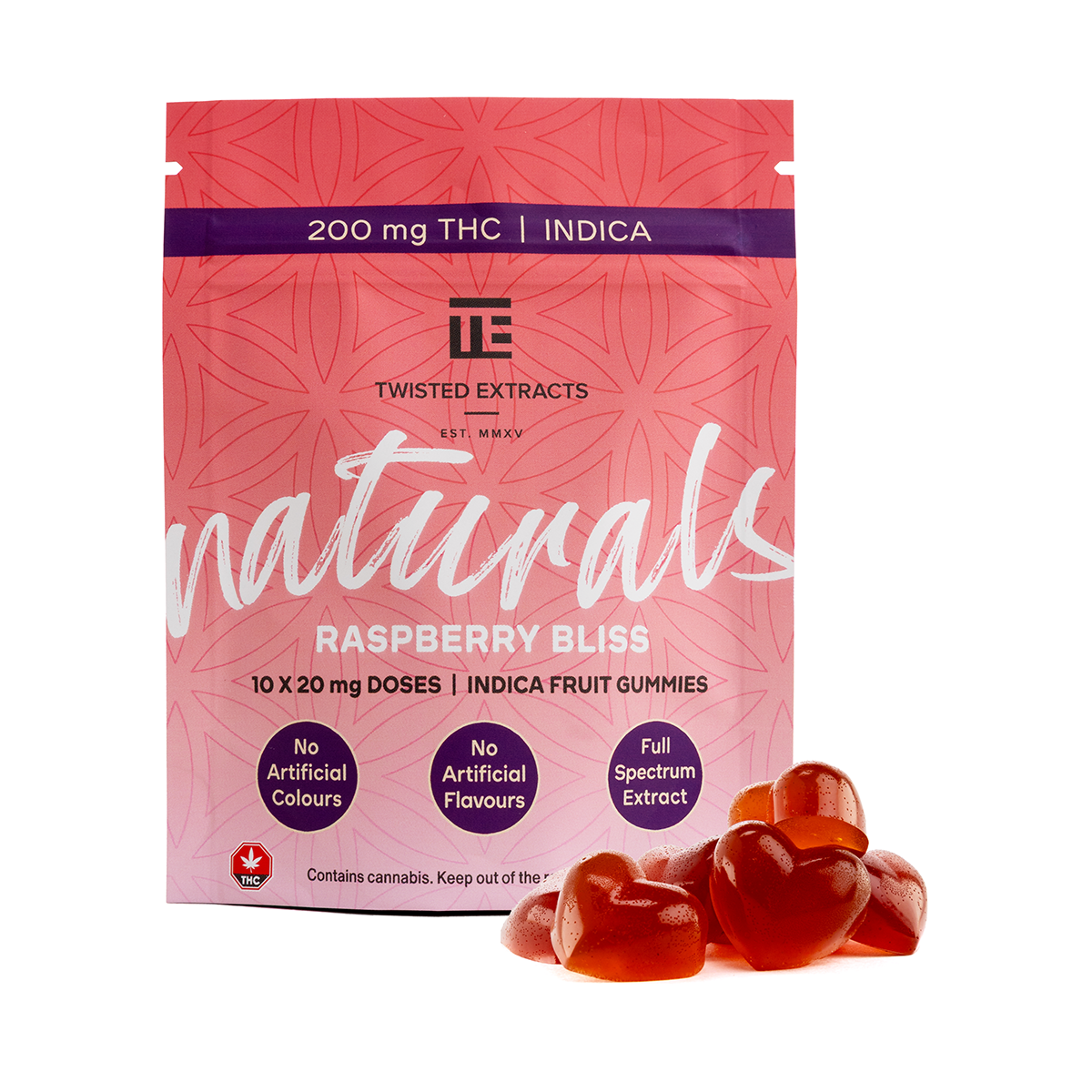 (200mg Indica) Raspberry Bliss - Naturals - By Twisted Extracts