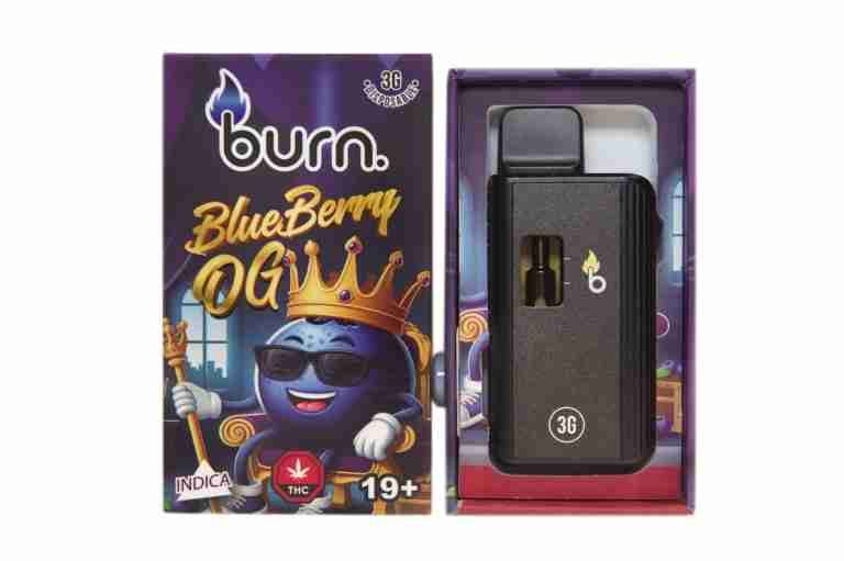(3g) (Indica) Blueberry OG  Disposable Vape By Burn