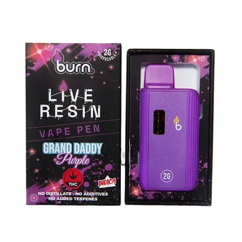 (2g) (Indica) (Live Resin) Grand Daddy Purple Disposable Vape By Burn