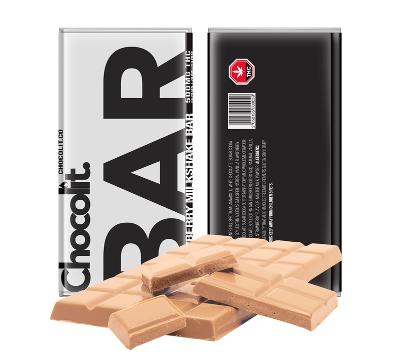 (500mg THC) Strawberry Milkshake Chocolate Bar By Chocolit