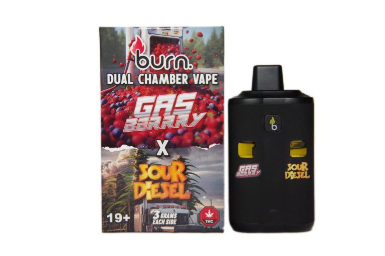 (3 Grams + 3 Grams) Gas Berry (Indica) + Sour Diesel (Sativa) Dual Chamber Vape By Burn