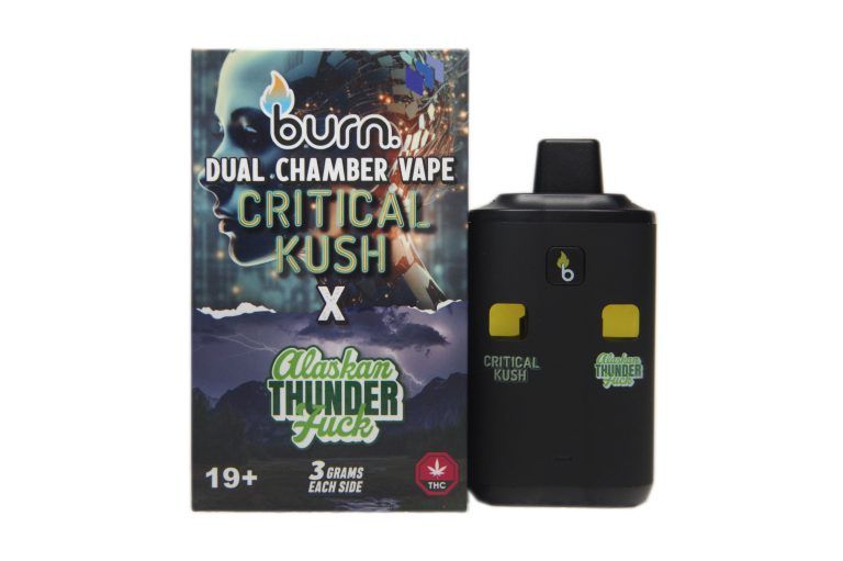 (3 Grams + 3 Grams) Critical Kush (Indica) + Alaskan Thunder Fuck (Hybrid) Dual Chamber Vape By Burn
