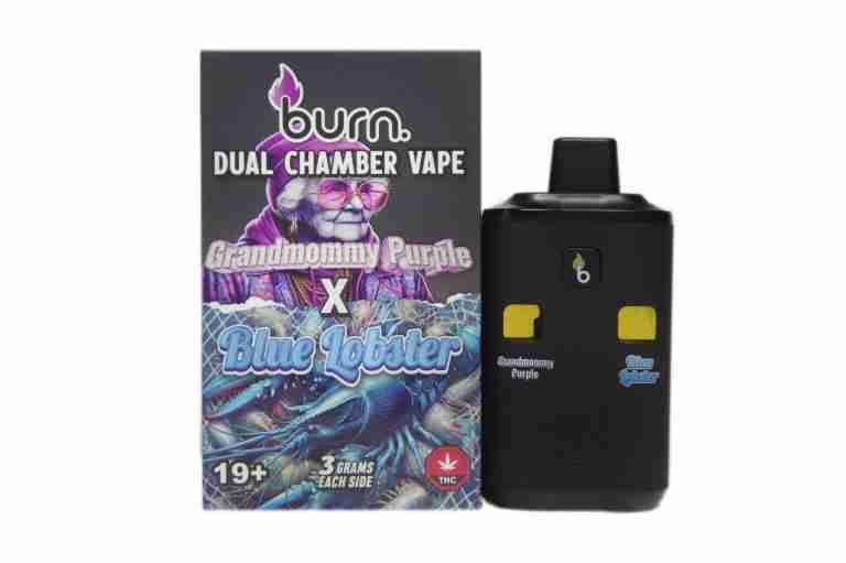 (3 Grams + 3 Grams) Grandmommy Purple (Indica) + Blue Lobster (Hybrid) Dual Chamber Vape By Burn