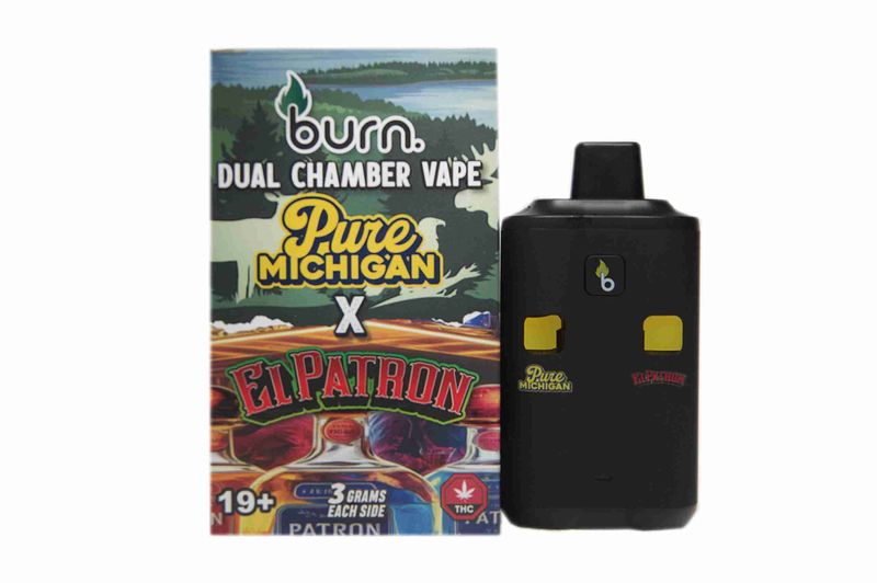 (3 Grams + 3 Grams) Pure Michigan (Indica) + El Patron (Sativa) Dual Chamber Vape By Burn
