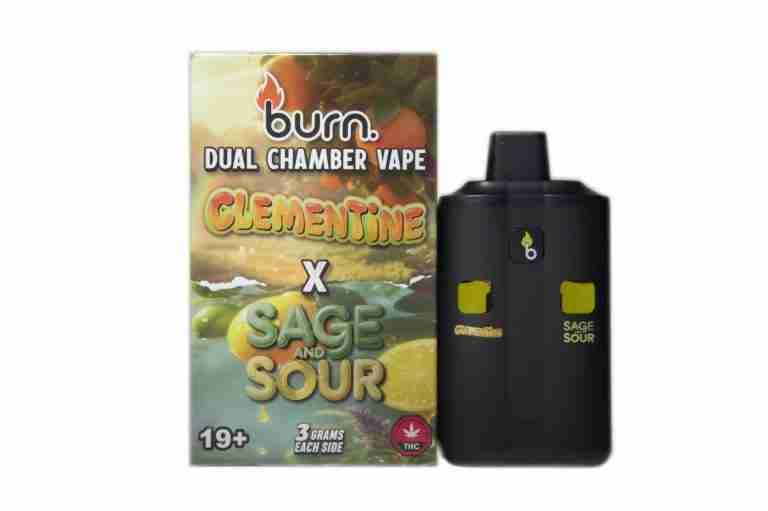 (3 Grams + 3 Grams) Clementine (Sativa) + Sage/Sour (Sativa) Dual Chamber Vape By Burn