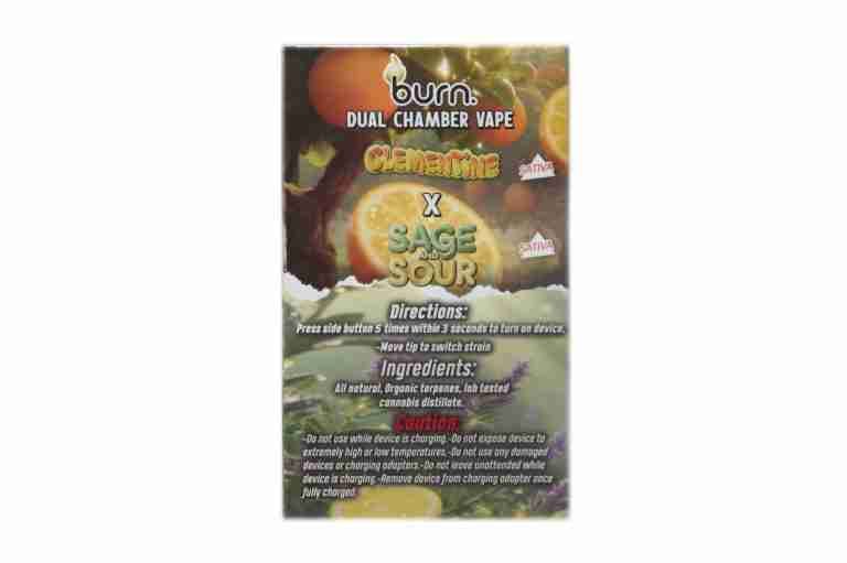 (3 Grams + 3 Grams) Clementine (Sativa) + Sage/Sour (Sativa) Dual Chamber Vape By Burn