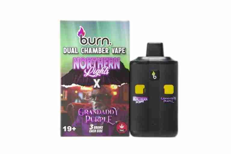 (3 Grams + 3 Grams) Northern Lights (Indica) + Grandaddy Purple (Indica) Dual Chamber Vape By Burn