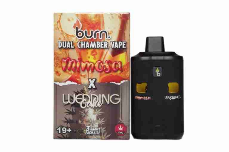 (3 Grams + 3 Grams) Mimosa (Hybrid) + Wedding Cake (Indica) Dual Chamber Vape By Burn