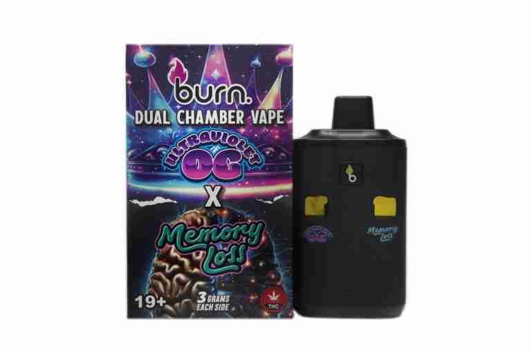 (3 Grams + 3 Grams) Ultra Violet OG (Indica) + Memory Loss (Hybrid) Dual Chamber Vape By Burn