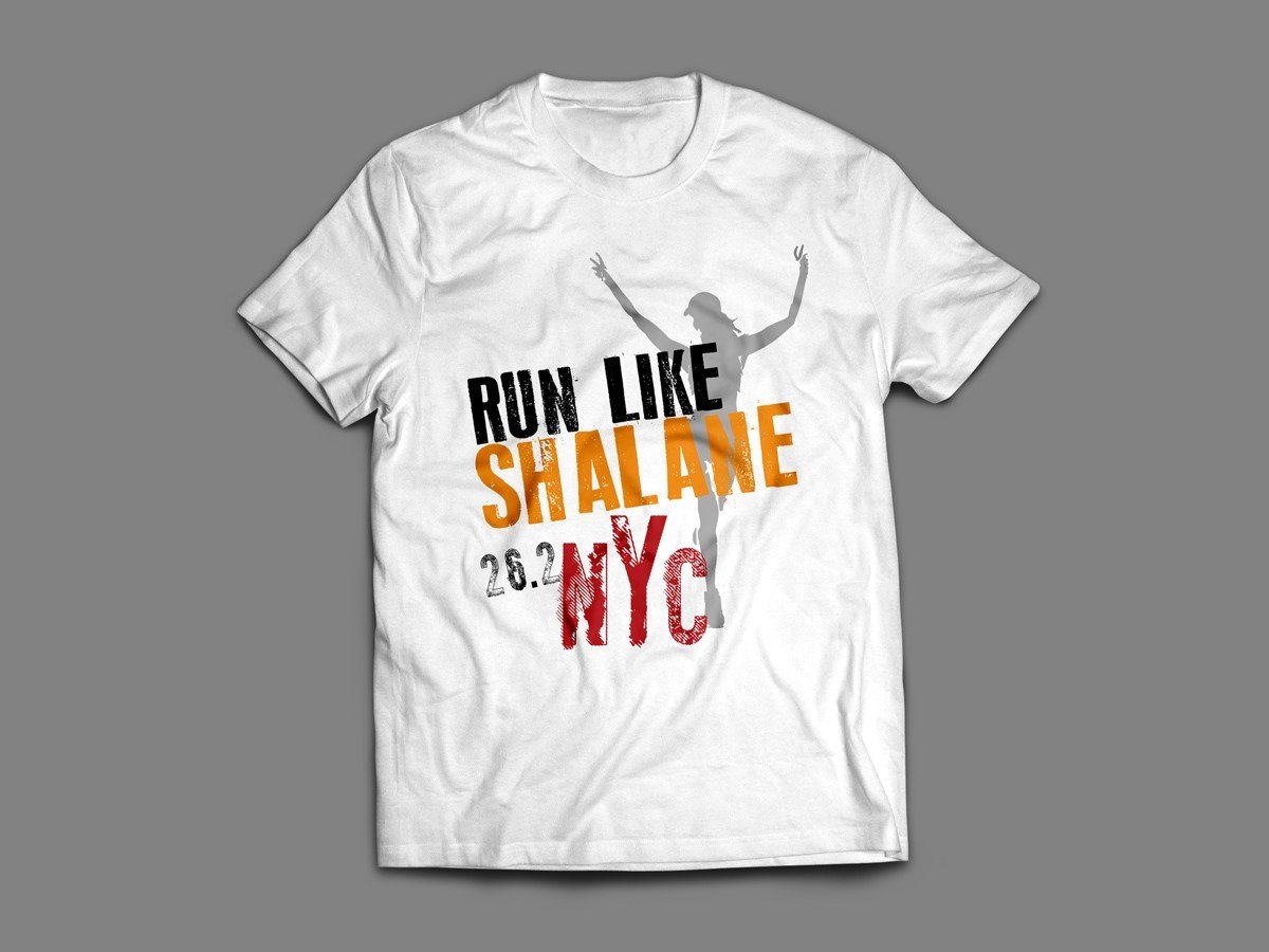 NYC MARATHON &quot;RUN LIKE SHALANE&quot; T-SHIRT (SINGLET &amp; LONG SLEEVE AVAILABLE ALSO!)