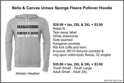 Bella & Canvas Unisex Sponge Fleece Pullover Hoodie