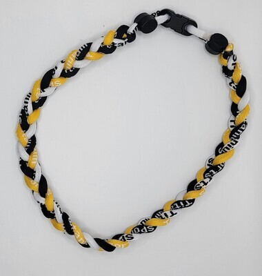 3 Rope Braided Necklace - Gold/Black/White