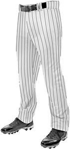 Champro Triple Crown Classic Baseball Pants with Pinstripes - Open Bottom - White with Black Pinstripe